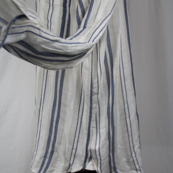 Lucky Brand Long Sleeve Shirt Women's XL Blue White Stripe Button Up Collared - Picture 4 of 9